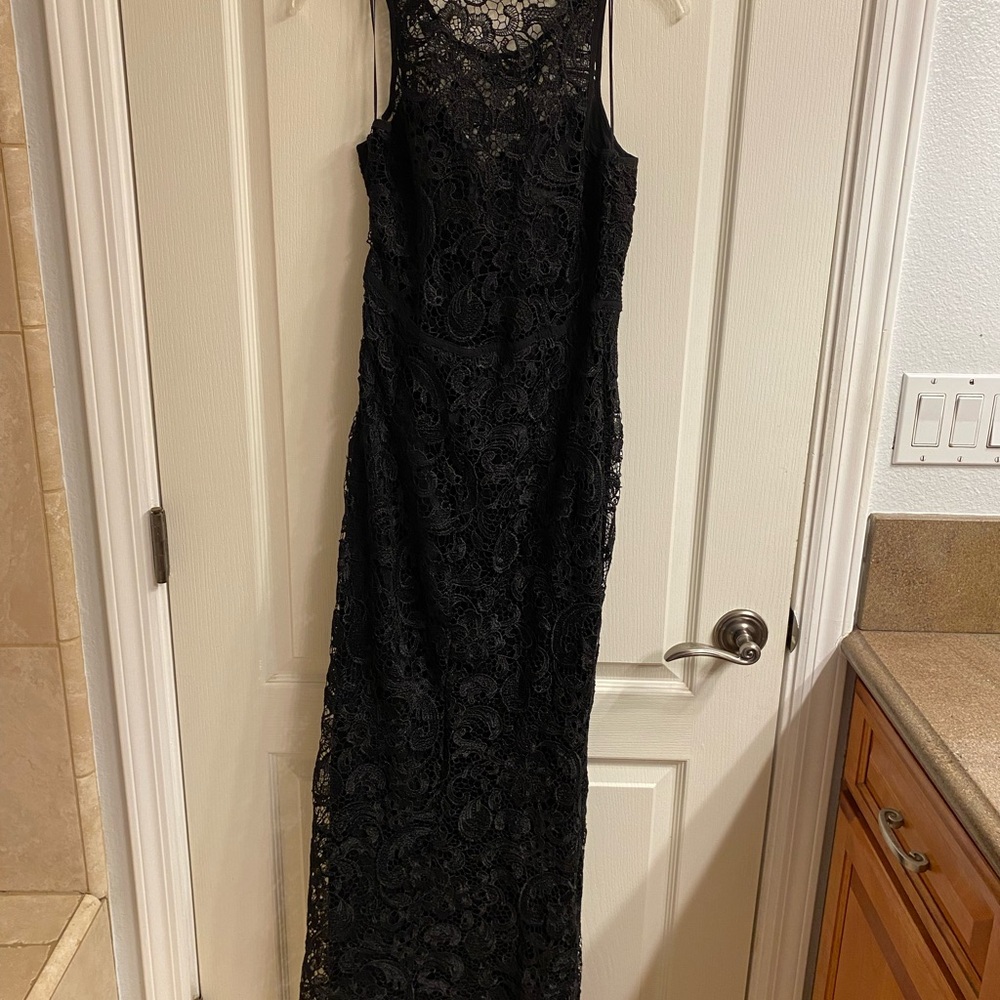 Obsessions Couture Black Sheath Maxi Dress Sleeveless Scoop Neck